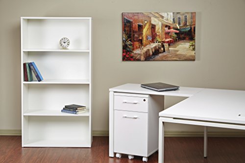 Pro-Line II / OSP Designs Prado 4-Shelf Bookcase with 3/4-Inch Shelves and 2 Adjustable/2 Fixed Shelves, 60-Inch, White