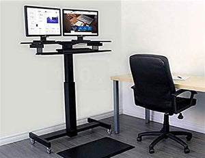 SMSOM Mobile Standing Desk with Sliding Keyboard Tray, Height Adjustable, Black