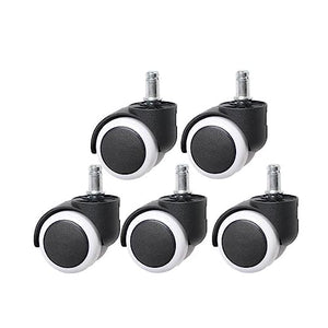 LCARY Office Chair Caster 5 Pcs/Lot 10mm/11mm 2 Inch Universal Wheel Silent - Matte Black