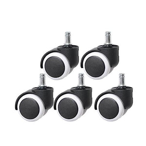 LEEOX Office Chair Caster 5 Pcs/Lot 10mm/11mm 2 Inch Circlip/Screw Pu Large Class Universal Wheel Silent (Matte Black-11mm)