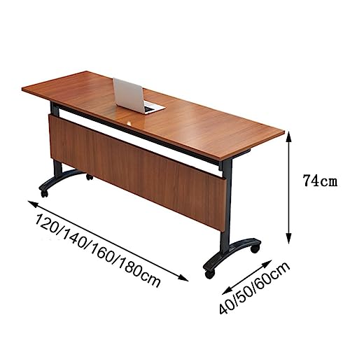 NaLoRa Flip Top Mobile Training Table with Lockable Wheels, Boardroom Desk (Brown, Multiple Sizes Available)