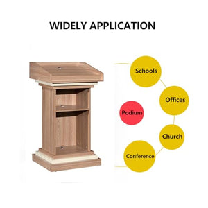 Yadlan Solid Wood White Podium Stand for Church with Tilted Desktop