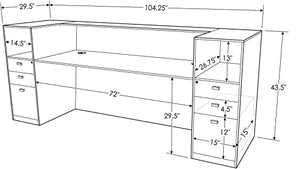 Zuri Furniture Clinton Modern Reception Desk in Black Oak with White Acrylic Front