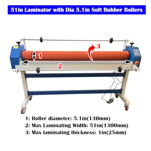 EQCOTWEA 51in Electric/Manual Dual-use Cold Laminator, Auto Wide Format Roll Laminator