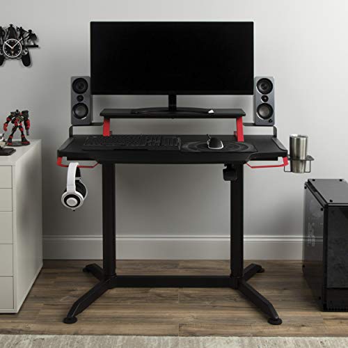 RESPAWN 3000 Gaming Computer Desk - Ergonomic Height Adjustable Gaming Desk, in Red (RSP-3000-RED)