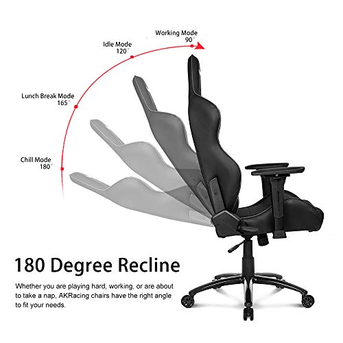 AKRacing Core Series LX Gaming Chair with High Backrest, Recliner, Swivel, Tilt, Rocker and Seat Height Adjustment Mechanisms with 5/10 Warranty - Black