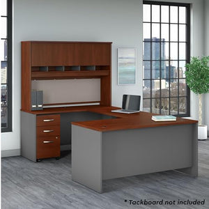 Bush Business Furniture Series C U Shaped Desk with Hutch, Mobile File Cabinet - 60W, Hansen Cherry