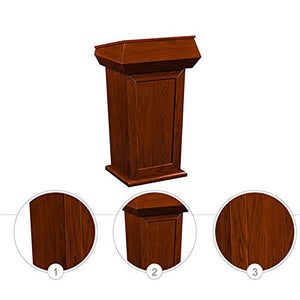 LIUMANG Deluxe Wood Podium Reception Stand-Up Lectern (Red Brown, 53x70x120cm)