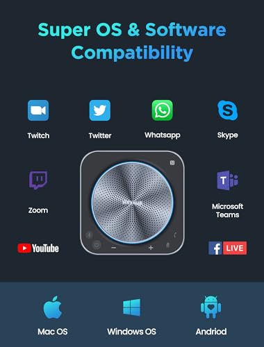 Enther Conference Speakerphone with 8 Mic, 360° Voice Pick Up, Noise Reduction - Bluetooth Speaker & Microphone