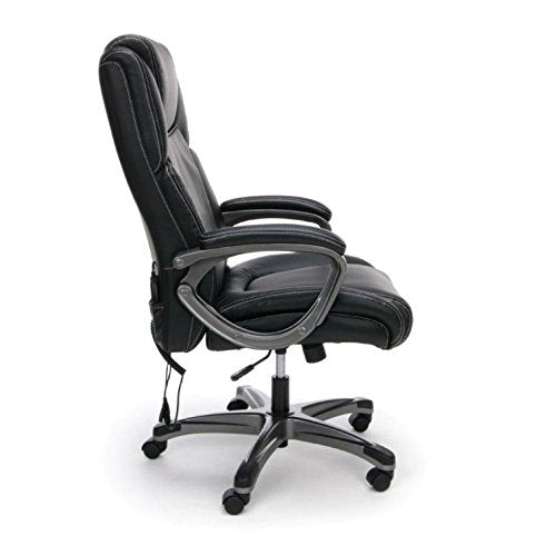 Essentials Massage Office, Computer, or Gaming Chair - Heated Shiatsu Plush Leather Executive Chair, Black (ESS-6035M)