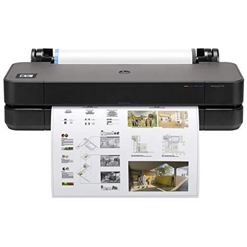 HP DesignJet T230 24-inch Large Format Color Plotter Printer with 2-Year Warranty Care Pack (5HB07H), Black