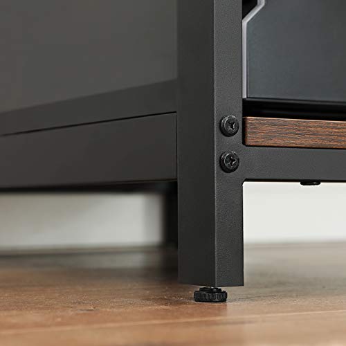 VASAGLE ALINRU Computer Desk, 47.2-Inch Long Home Office Desk for Study, Writing Desk with 2 Shelves on Left or Right, Steel Frame, Industrial, Rustic Brown and Black ULWD47X