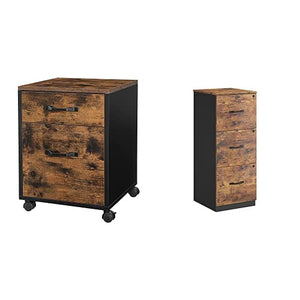 VASAGLE 3-Drawer Filing Cabinet, Rustic Brown and Black - UOFC042B01V1 & UOFC055B01