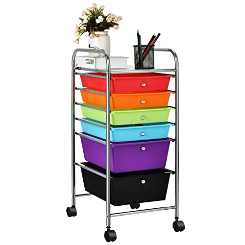 Rolling Storage Cart Organizer (Color: HW53824BK)