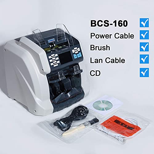 Ribao BCS-160 Two-Pocket Mixed Denomination Money Counter, Bank Grade Multi Currency Cash Bill Counter & Sorter with Reject Pocket Serial Number 2-Year Warranty