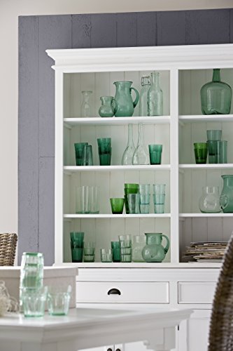 NovaSolo Halifax Pure White Mahogany Wood Hutch Bookcase With Storage And 2 Drawers