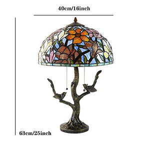 MaGiLL Tiffany Style Desk Lamp - Retro 25 Inch High Copper Magnolia Stained Glass Lampshade