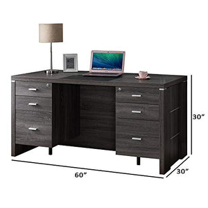 Benzara BM179608 Wooden Desk with Locking Drawers, Gray