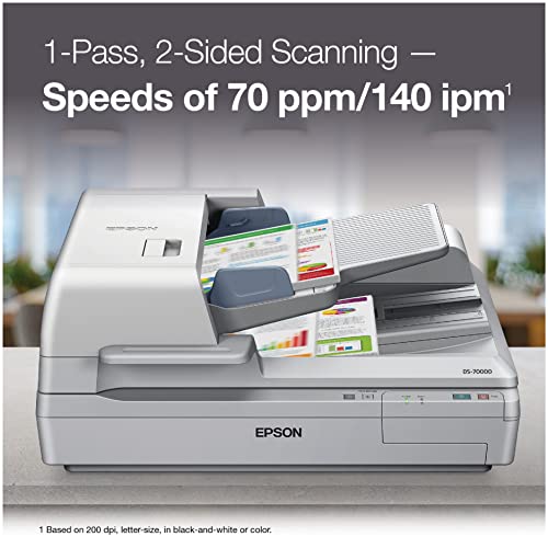 Epson DS-70000 Large-Format Document Scanner: 70ppm, TWAIN & ISIS Drivers, 3-Year Warranty