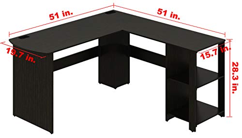 SHW L-Shaped Home Office Wood Corner Desk, Espresso