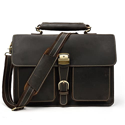 NMBBN 1pcs Retro Men's Large Capacity Briefcase Laptop Bag Messenger Bag Business Travel Bag (Color : A, Size : 41 * 10 * 30cm)