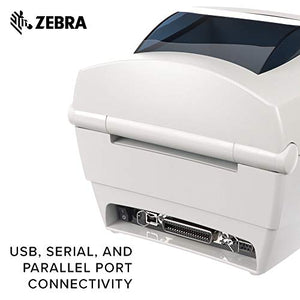 Zebra GC420t Thermal Transfer Desktop Printer Print Width of 4 in USB Serial and Parallel Port Connectivity Includes Peeler GC420-100511-000