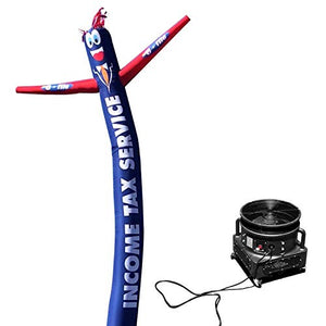 Blue Income Tax Service E-file 18 foot Tall Inflatable Tube Man Air Powered Waving Puppet, Air Blower Motor Included Dancer by Feather Flag Nation