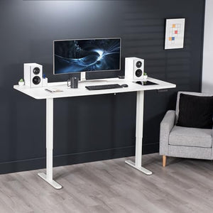 VIVO Electric Height Adjustable Stand Up Desk, White, 71 x 30 inch, Dual Motor Frame, Preset Controller - E2B Series