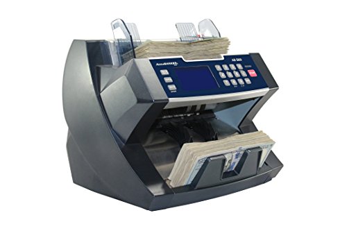 AccuBANKER Bank Grade Batch Value Bill Counter AB5800 Money Counter Machine with Total Value Per Denomination Hopper Capacity 300 Bills & Counterfeit Detector MG + UV (AB5800)