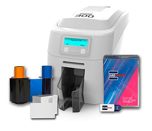 Magicard 300 Single-Sided ID Card Printer & Supplies Bundle Badge Maker Machine (3300-0001)
