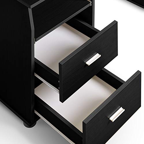 Merax Computer Desk Study Writing Table for Home Office with 47.2 inch Workstation, Pull-Out Keyboard Tray and Drawers, White