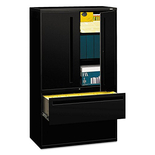 HON 795LSP 700 Series Lateral File with Storage Cabinet, 42" x 19-1/4", Black