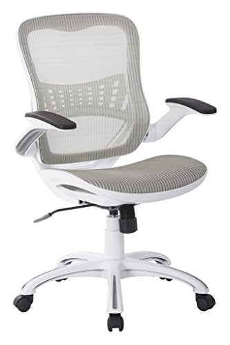 Office Star Ventilated Manager's Desk Chair with Breathable Mesh Seat and Back, White Base