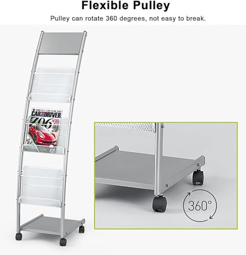 WEBERT Floor Standing Magazine Rack with 3 Pockets