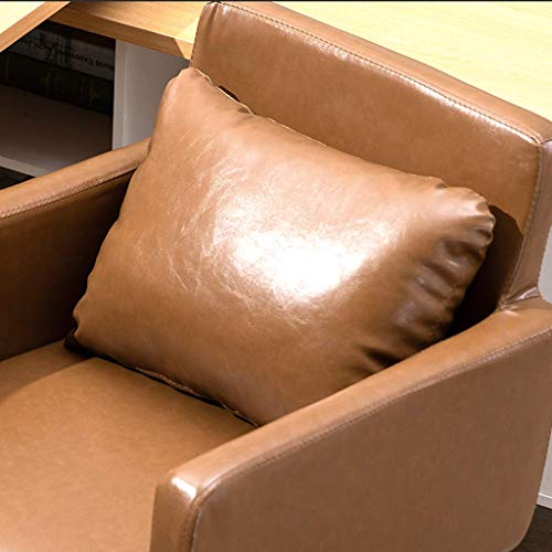 LWW Chairs,Fashion Mid-Back Sofa Task Chairs,Swivel Leather Computer Desk Chairs,for Home Office,Brown