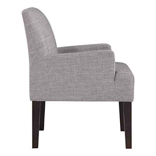 Work Smart Main Street Upholstered Guest Chair with Espresso Finish Accents, Cement Grey Fabric