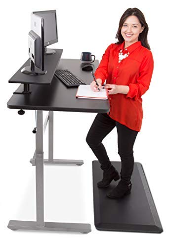 Stand Steady Tranzendesk 55 in Standing Desk with Clamp On Shelf | Easy Crank Height Adjustable Stand Up Workstation w/Attachable Monitor Riser | Holds 3 Monitors & Adds Extra Desk Space (55/Silver)