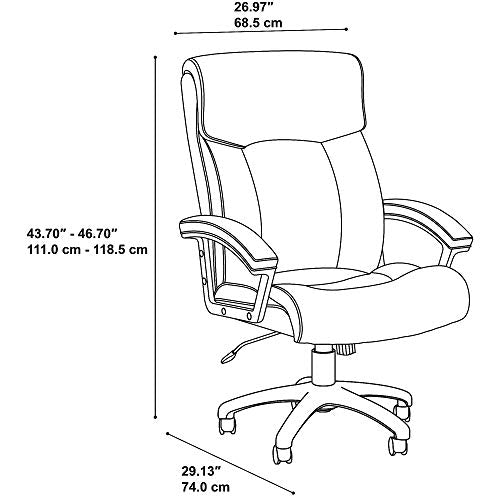Bush Business Furniture Stanton Plus High Back Leather Executive Office Chair in Black