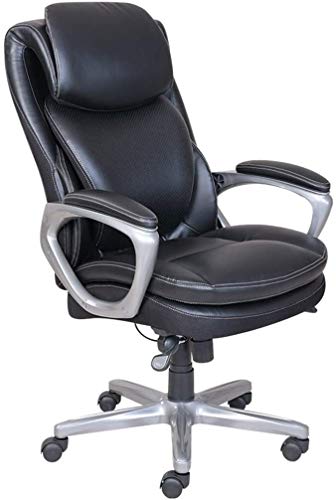 Boss Chair Big and Tall Office Chair Ergonomic Computer Chair High Back PU Executive Chair with Lumbar Support Headrest Swivel Chair - Black