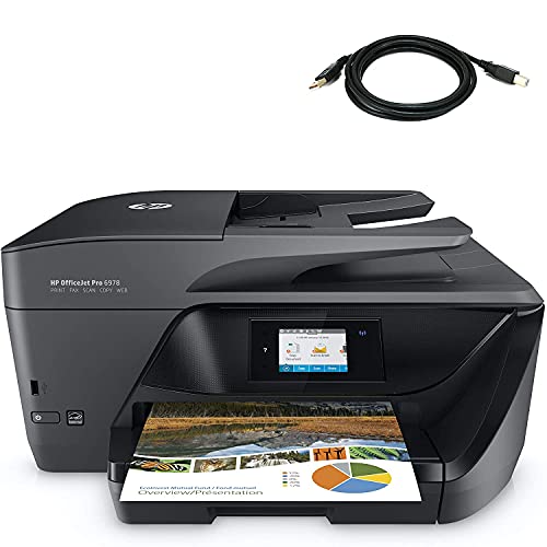 HP OfficeJet Pro 6978 All-in-One Wireless Printer, HP Instant Ink, Compatible with Alexa (T0F29A) with Tivdio USB Printer Cable