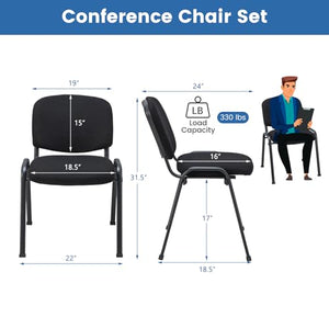 Giantex 10-Pack Stackable Conference Chairs - Metal Frame, Padded Cushion, Black
