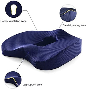 SMSOM Memory Foam Seat Cushion and Lumbar Back Support Pillow - Blue