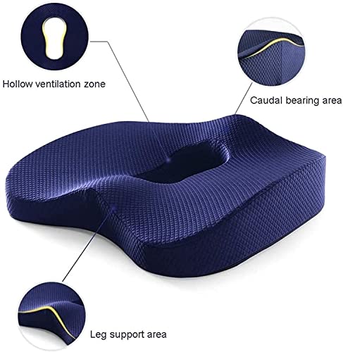 SMSOM Memory Foam Seat Cushion and Lumbar Back Support Pillow - Blue