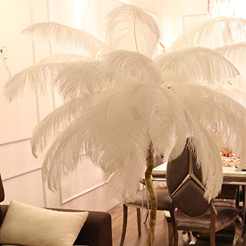 XIHOME Luxury Ostrich Feather Gold Floor Lamp 160cm - White