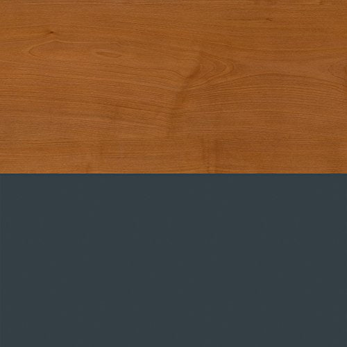 Bush Business Furniture Series A U Shaped Corner Desk with Peninsula and Storage in Natural Cherry and Slate
