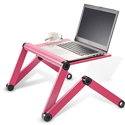 SFFZY Foldable Laptop Table, Ergonomic Height Angle Tilt Aluminum Desktop Tray Portable Computer Riser Table Cooler Folding Holder (Color : Silver)