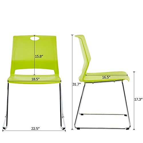 Whiterye Green Stackable Chairs Set of 4 - Sled Base Office Guest Chairs