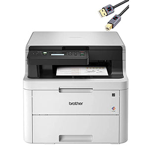 Premium Brother HL-L3200CDW Series Compact All-in-One Digital Color Printer I Print Copy Scan I Wireless I Mobile Printing I Auto 2-Sided Printing I 25 PPM I 250 Sheets/Tray + Delca Printer Cable