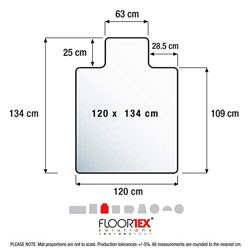 Floortex Cleartex Ultimat Chair Mat for Low and Medium Pile Carpets, Clear Polycarbonate, Rectangular with Lip, 120 x 134 cm