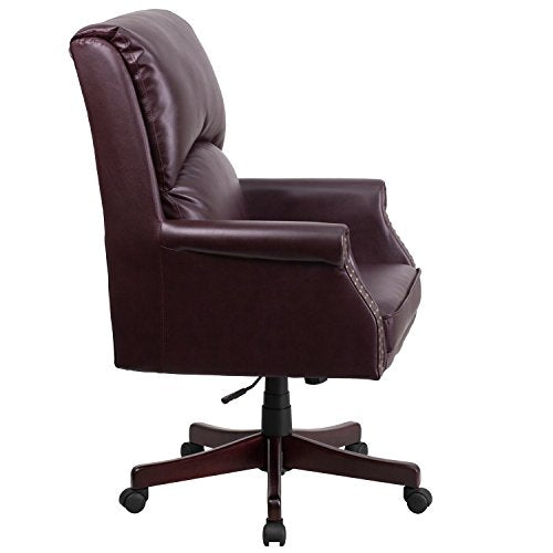 Flash Furniture High Back Pillow Back Burgundy Leather Executive Swivel Chair with Arms